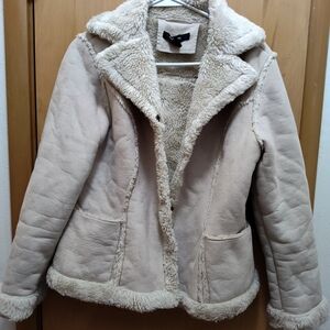 Style & Co. Cream Shearling Ski Jacket